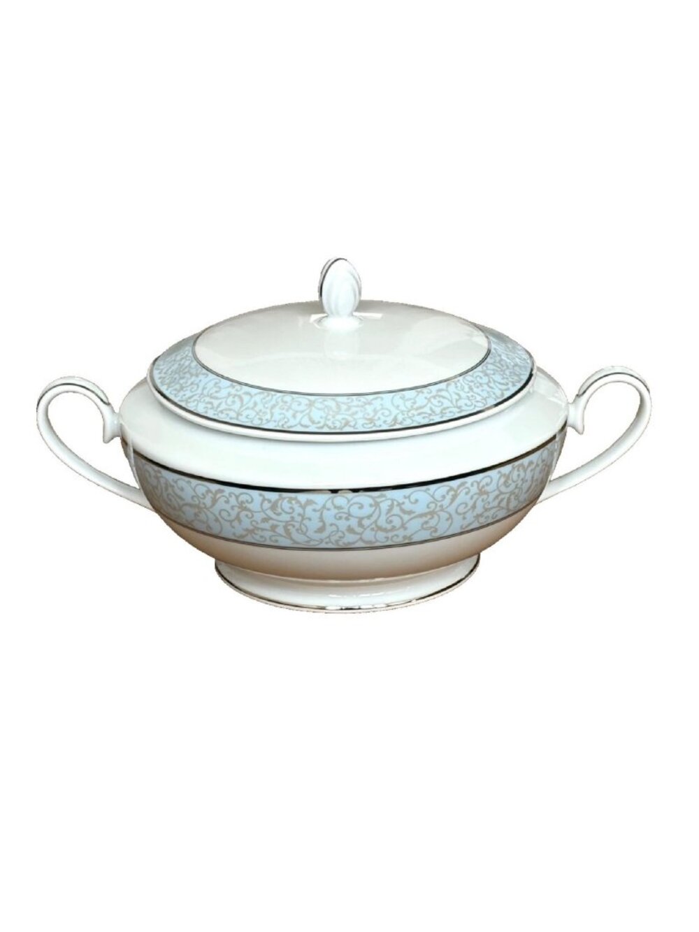 new Mikasa Parchment BLUE PARCHMENT Fine China 2-Quart Covered Casserole Dish
